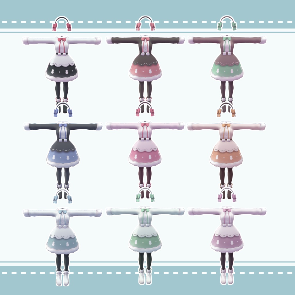 【9アバター対応】ゆきだるまワンピース【PB対応済】