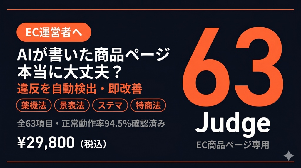 多角評価AI｜EC商品ページ専用 Judgeプロンプトセット（63 Judge）