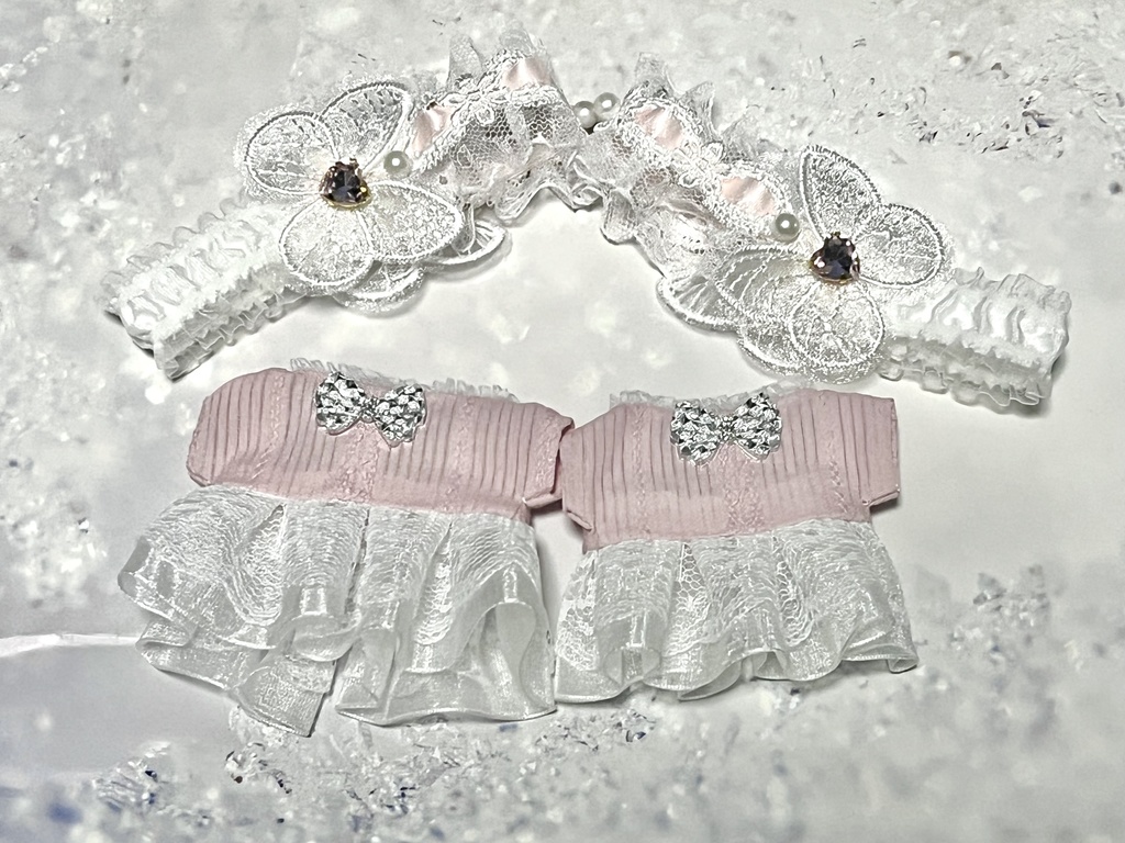 レースワンピース(ヘッドドレスセット)12cmぬい服