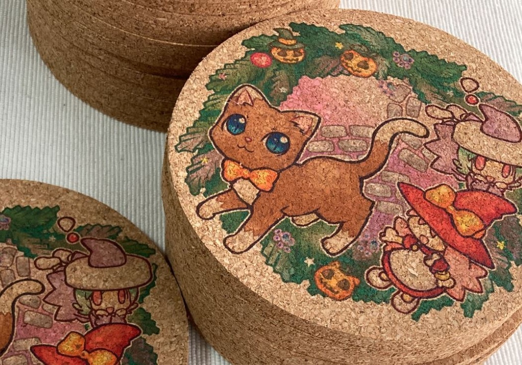 コルクコースター（チョコ、サララ、マナハロウィンVer）