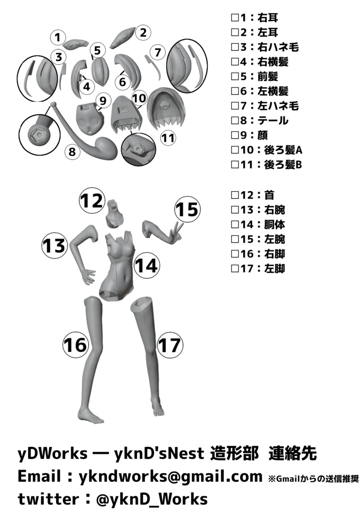 ずんだもん(人間形態) 1/8 ガレージキット 水着版 Ver1.5