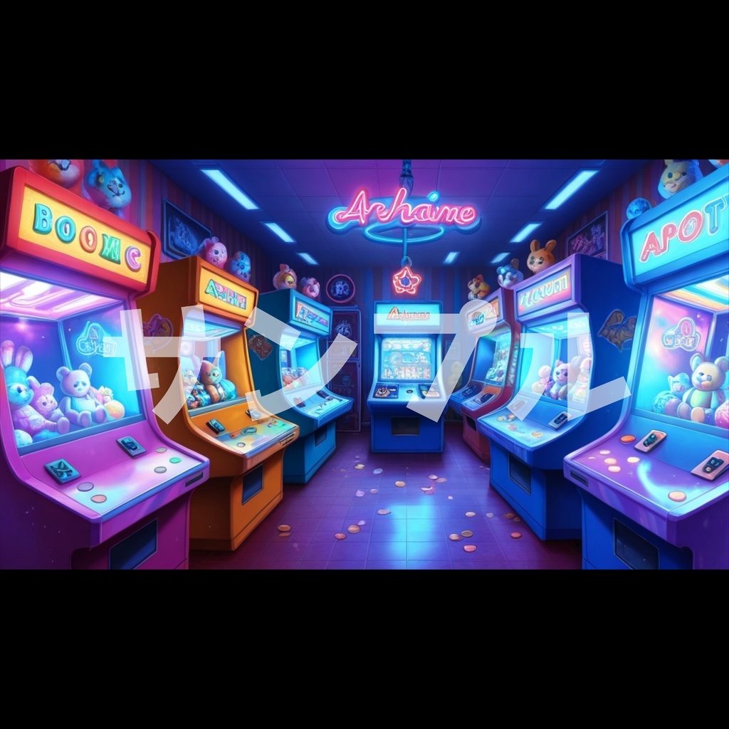 【4K画像配信素材】ゲームセンター 4枚+おまけ付き Vtuber向け 超高画質4K画像・背景素材