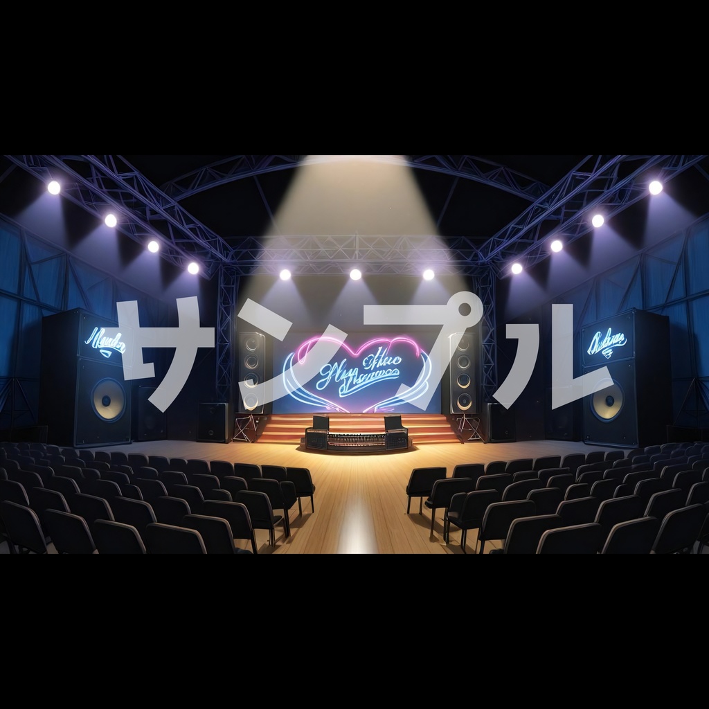 【配信素材】ライブハウスのステージ背景&BGMセット(横型2枚+縦型2枚+おまけBGM2曲)4K高画質