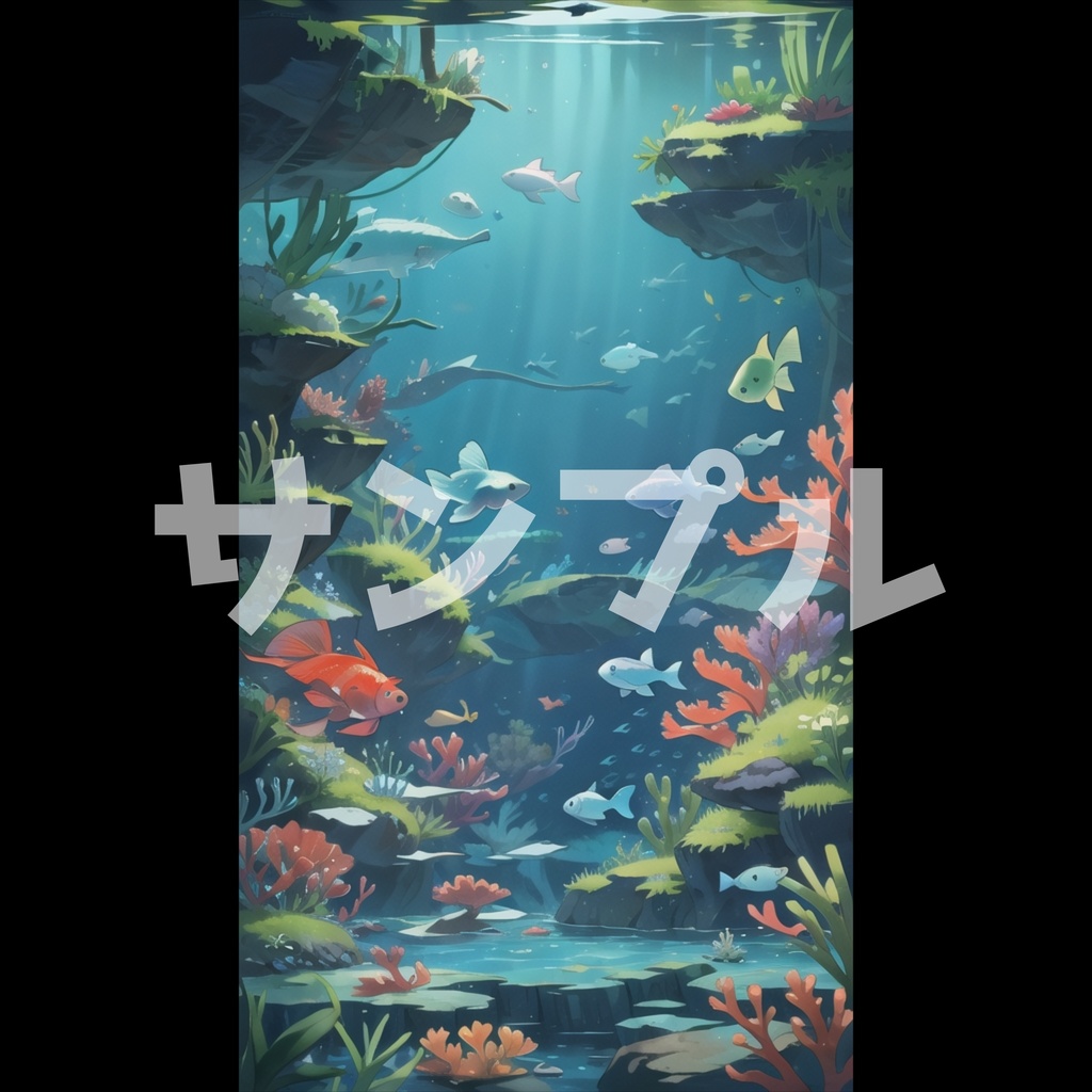 【4K配信背景】幻想アクアリウム空間セット|VTuber・配信者向け縦横対応+著作権フリーBGM付き🎵