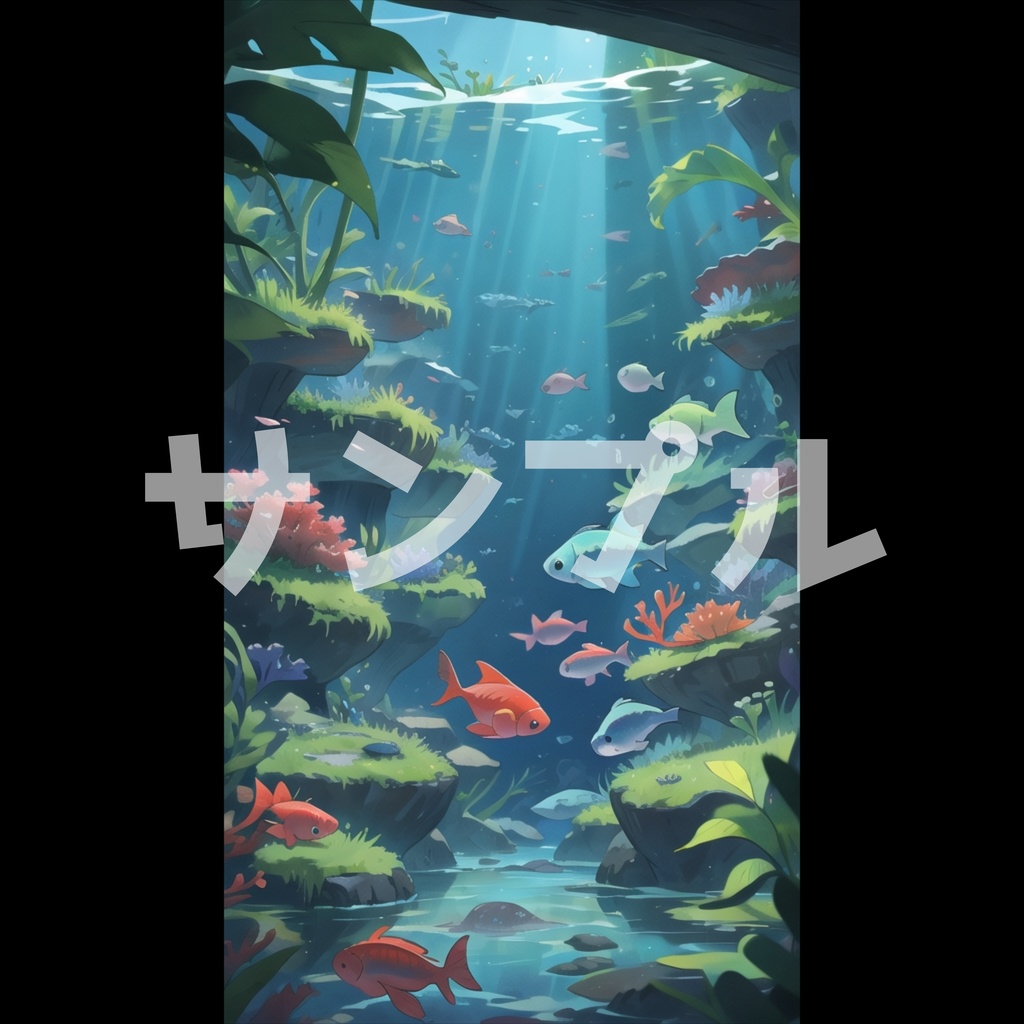 【4K配信背景】幻想アクアリウム空間セット|VTuber・配信者向け縦横対応+著作権フリーBGM付き🎵