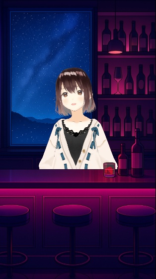 【動く背景】星が動く夜を彩るネオンバー|高品質な静止&星が動くループ背景素材