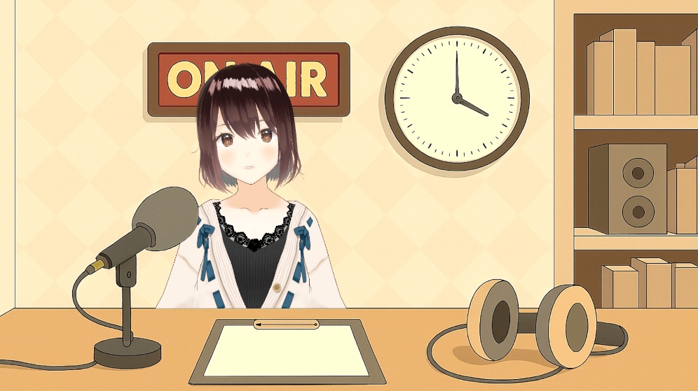 【Vtuber向け配信素材】ラジオブース配信画面セット(昼夜2種+BGMおまけ付き/横型専用・OBS対応