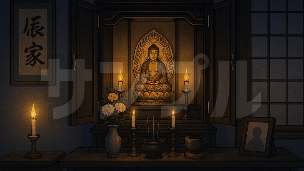 【仏壇配信セット】夏の怪談にも昼と夜の二面性を楽しむ横型専用素材!