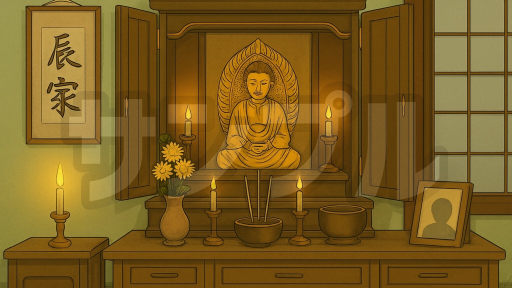 【仏壇配信セット】夏の怪談にも昼と夜の二面性を楽しむ横型専用素材!