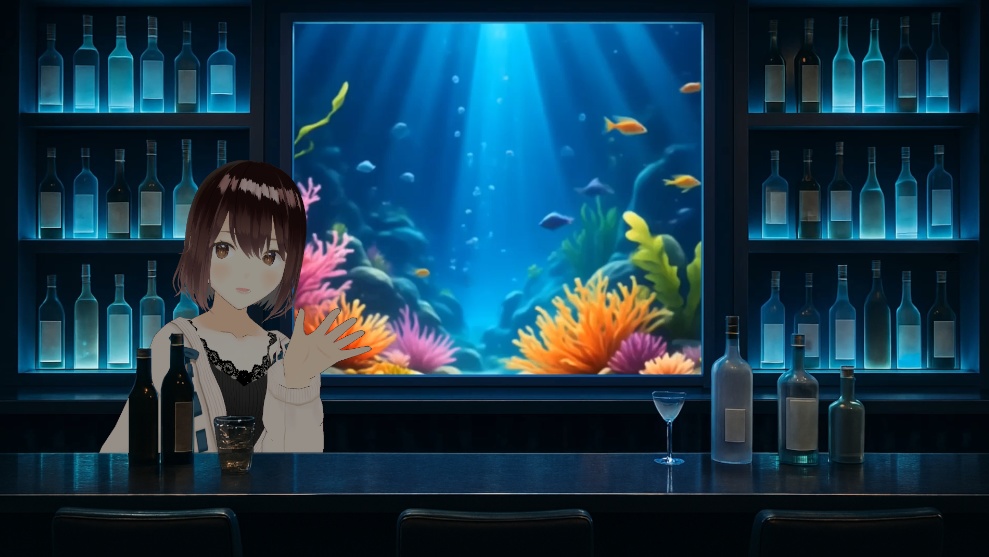 【動く背景】アクアリウムカウンターバー背景セット | 動くシームレス動画 + BGM5曲付き