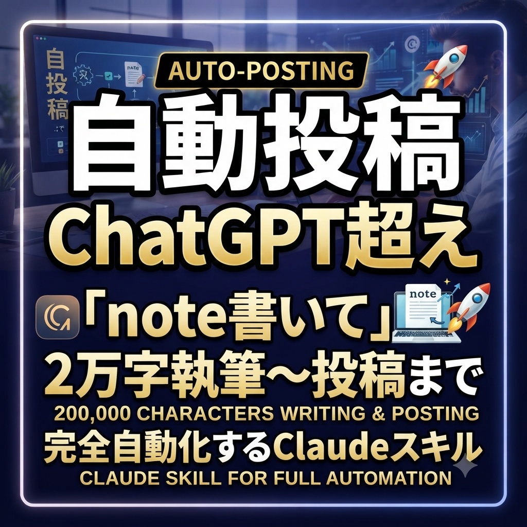 【ChatGPT超えの自動投稿】「note書いて」で2万字執筆〜投稿まで自動化するClaudeスキル