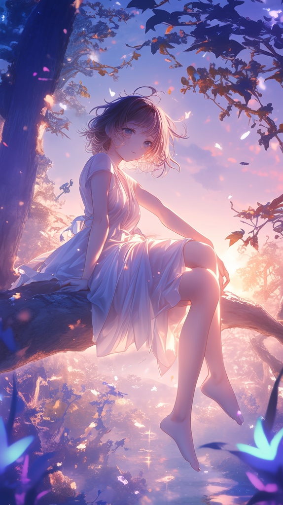 スマホ用壁紙　森の中の女の子(その２)