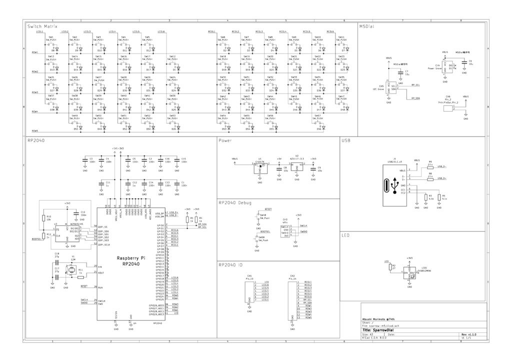 SparrowDial : M5StackCore2、M5Dialをトラックパッドとして搭載可能なGH60互換ケース対応自作キーボードキット[74TH-G040]  - 74th Books & Gadgets - BOOTH