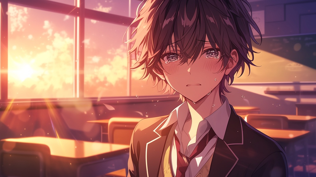 【AI感なし】エモい夕暮れ×センチメンタル学生プロンプト