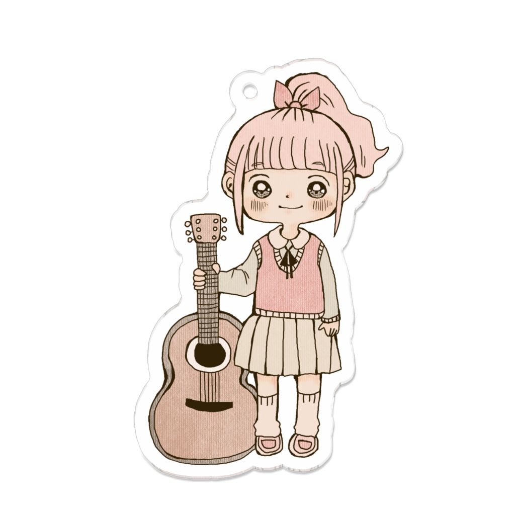 ギターレトロガールアクリルキーホルダー