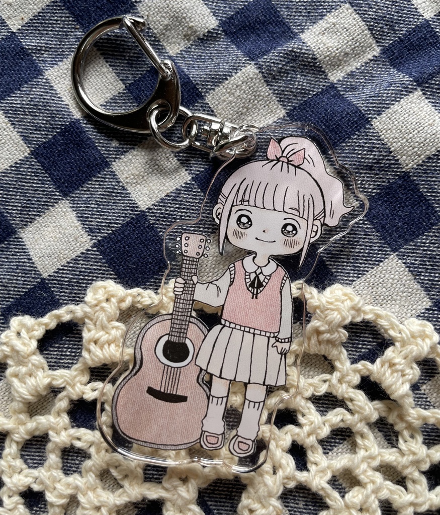 ギターレトロガールアクリルキーホルダー