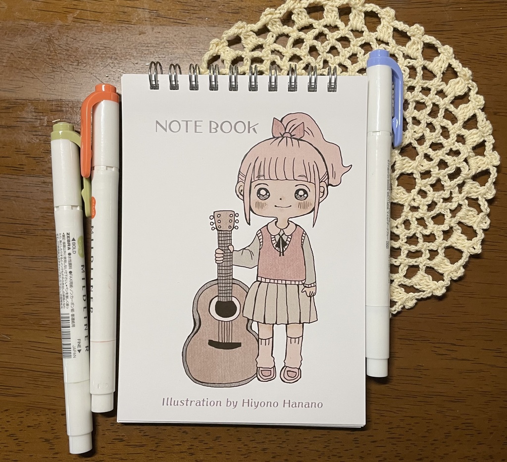 レトロギターガールメモ帳