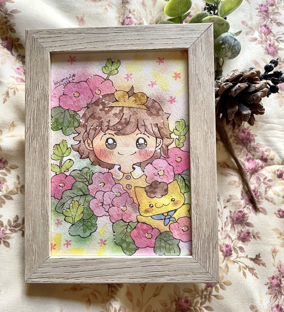 額装済みイラスト原画「望みをもって進む」