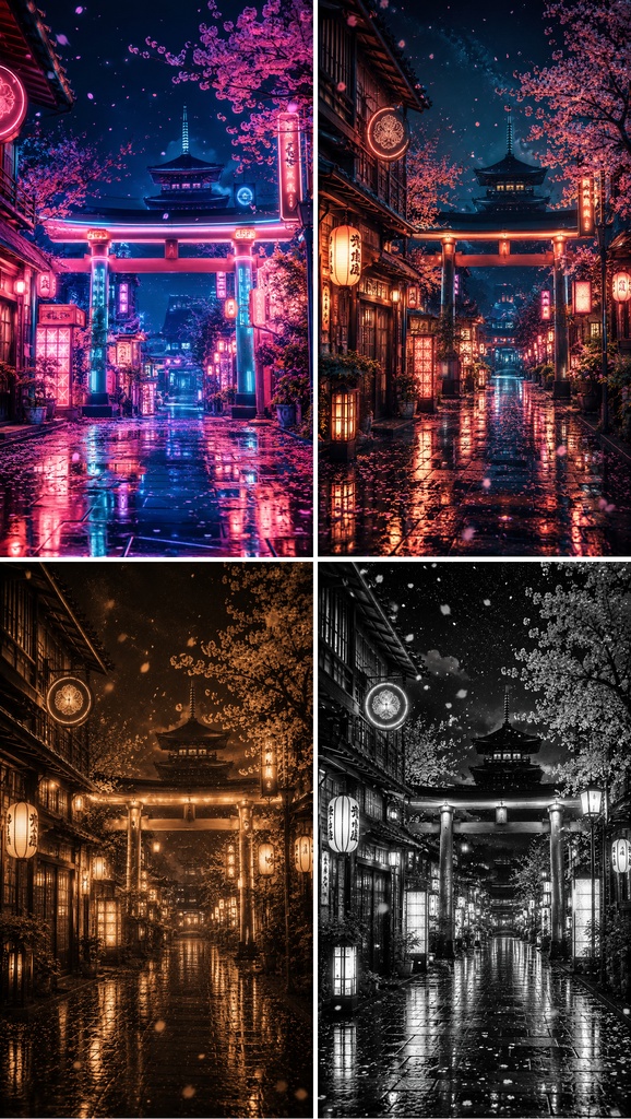 京都ネオン夜景 配信・SNS背景8枚セット【シーン背景シリーズ】