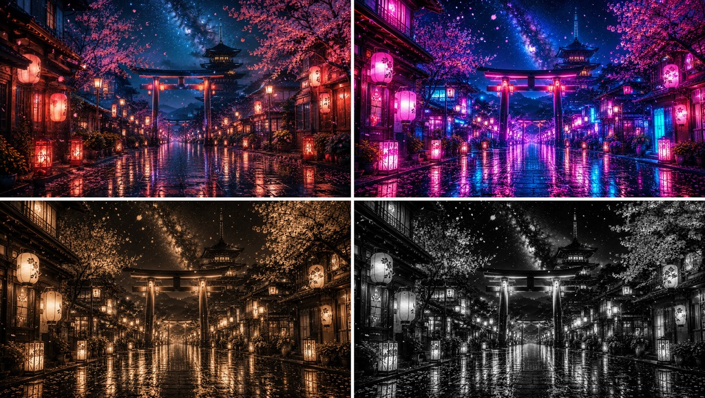 京都ネオン夜景 配信・SNS背景8枚セット【シーン背景シリーズ】