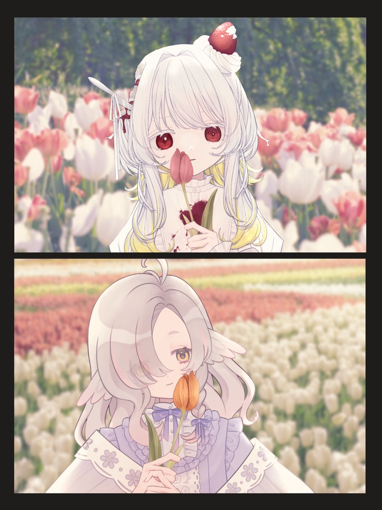 《Free》🌷を持つ手, 背景 素材