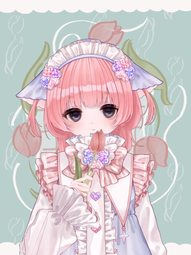 《Free》🌷を持つ手, 背景 素材