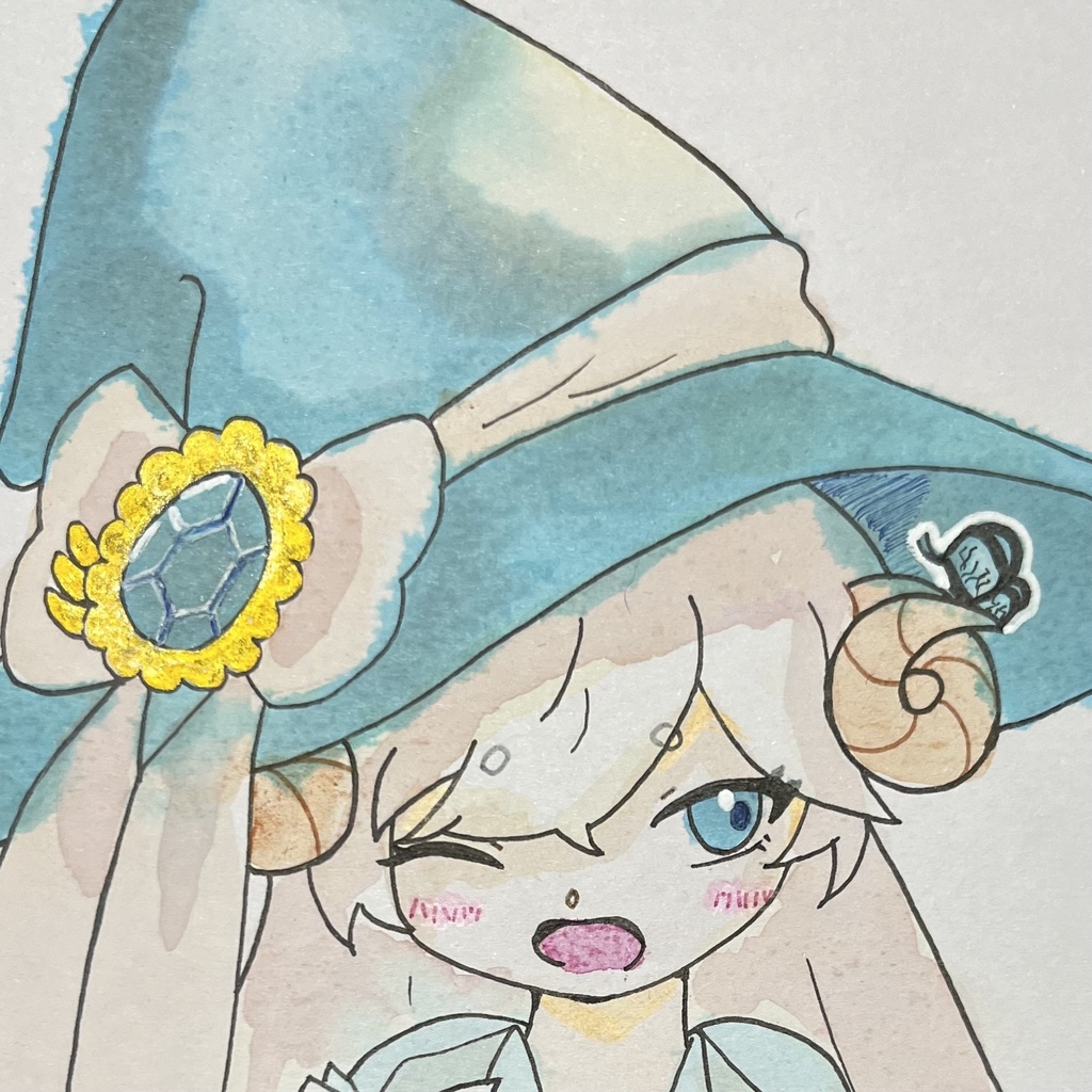 オリジナル水彩イラスト色紙　原画