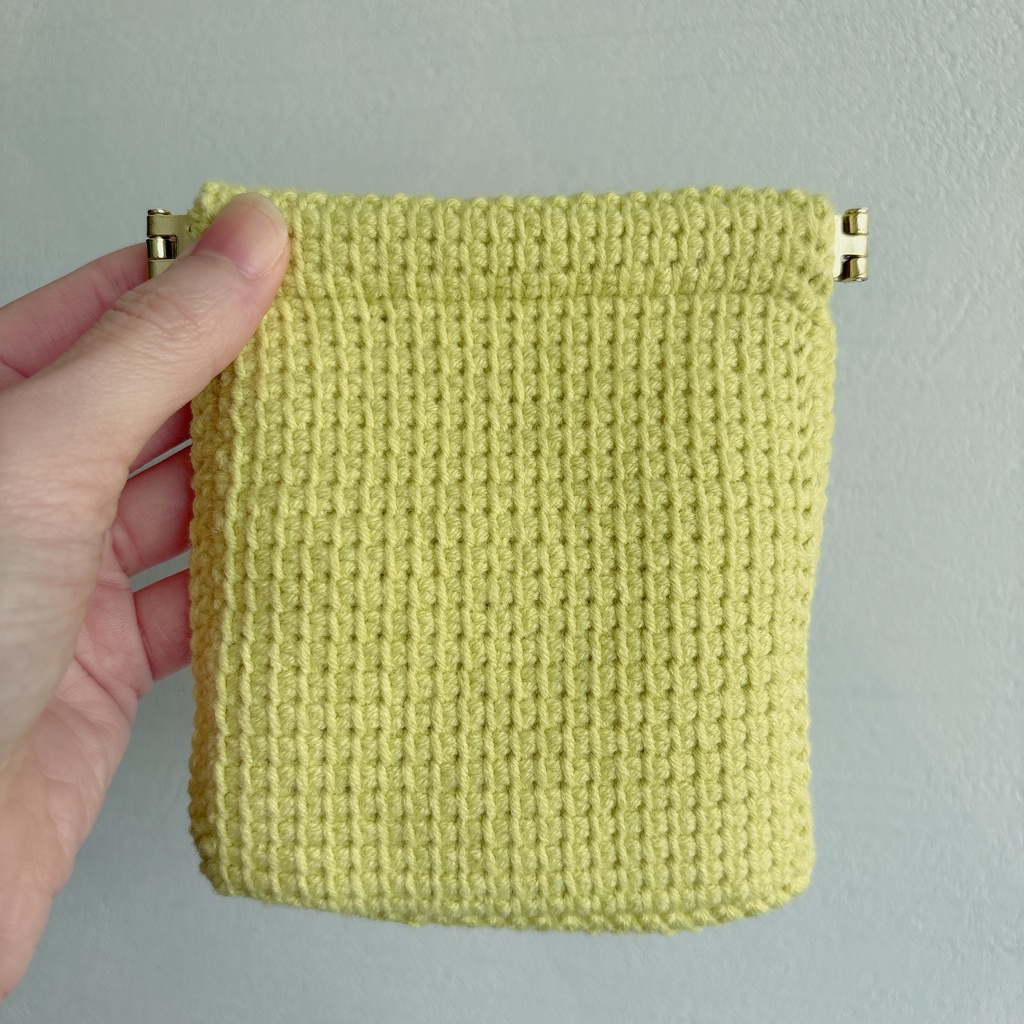 💚美子さんモチーフ アフガン編みばねポーチ(緑ラカラー)