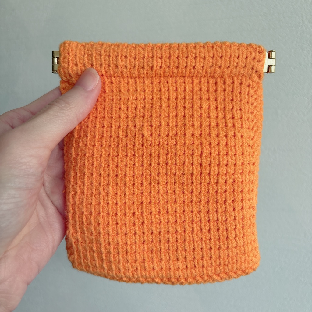 🧡 美子さんモチーフ アフガン編みばねポーチ(橙ラカラー)