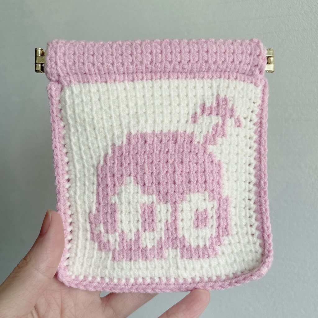 🩷美子さんモチーフ アフガン編みばねポーチ（優しめフットバカラー）
