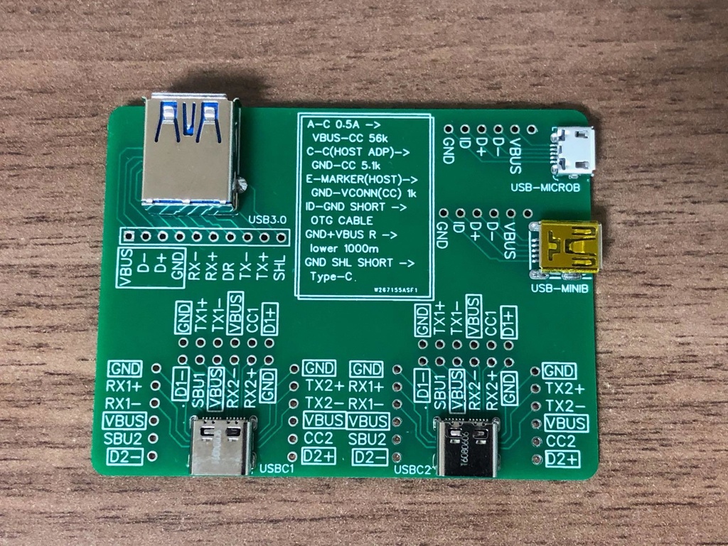 USB Cable ＆ Connector Checker（要テスター）実装済み基板 rev.1
