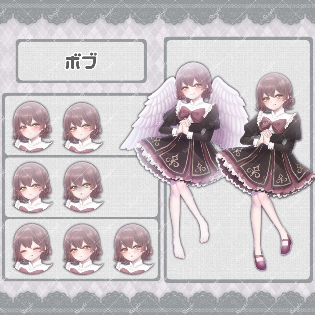 【髪型4種・表情8種】シスターで天使な女の子立ち絵素材