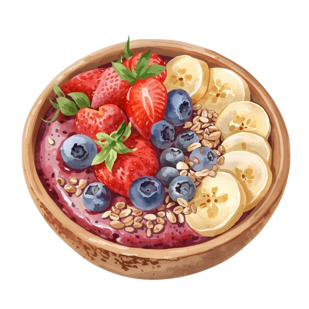 水彩画風 フルーツボウル クリップアートセット11点セット(PNG形式・背景透明)