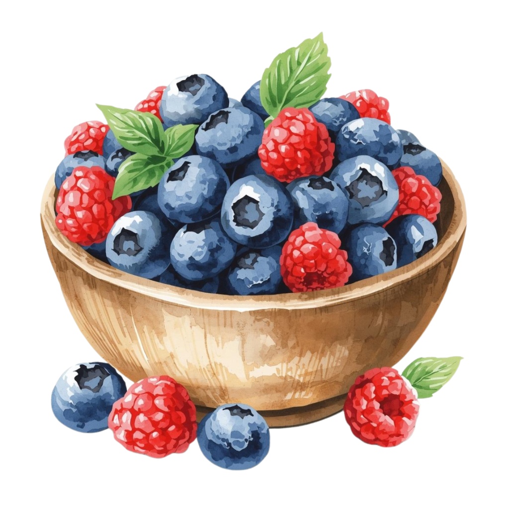 水彩画風 フルーツボウル クリップアートセット11点セット(PNG形式・背景透明)