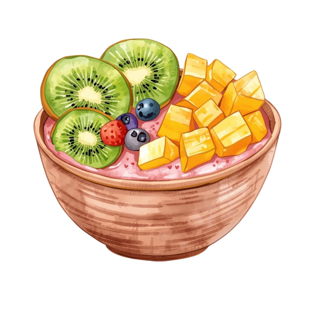 水彩画風 フルーツボウル クリップアートセット11点セット(PNG形式・背景透明)