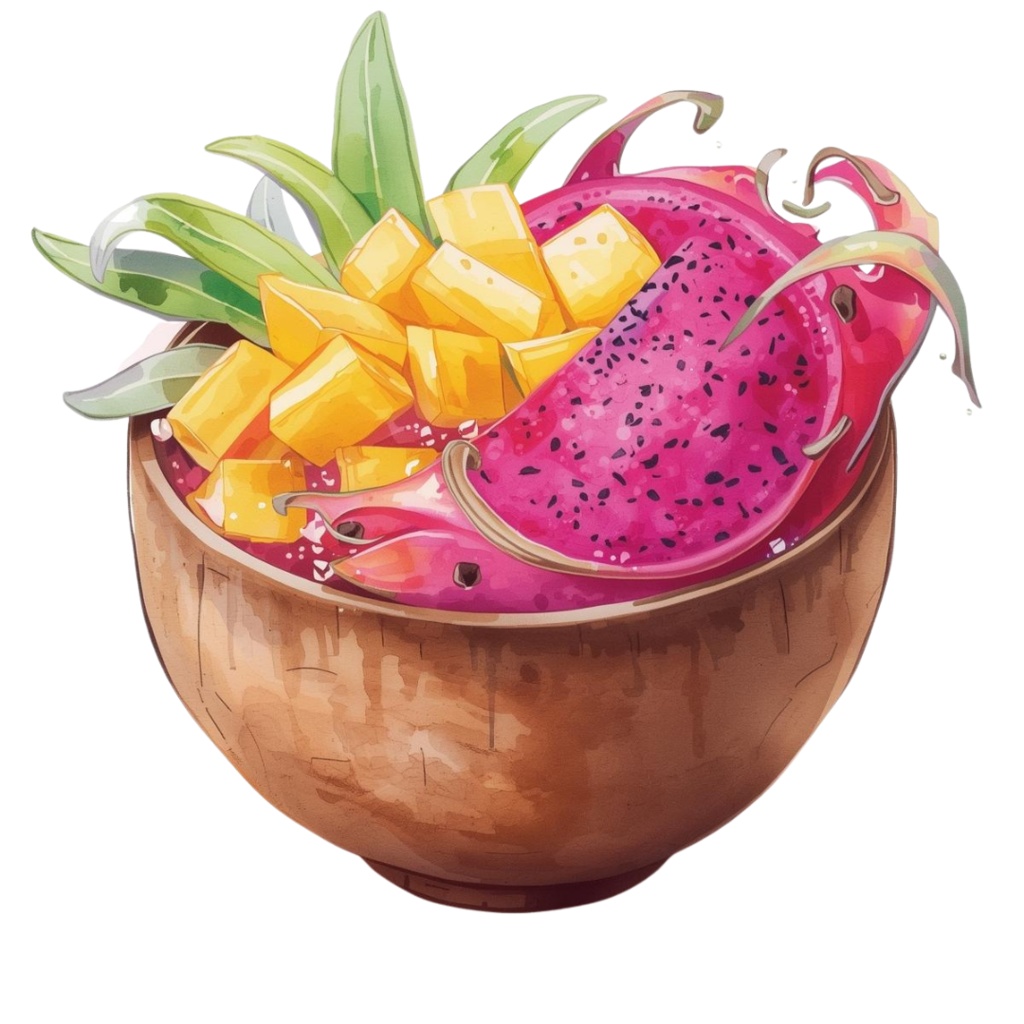 水彩画風 フルーツボウル クリップアートセット11点セット(PNG形式・背景透明)