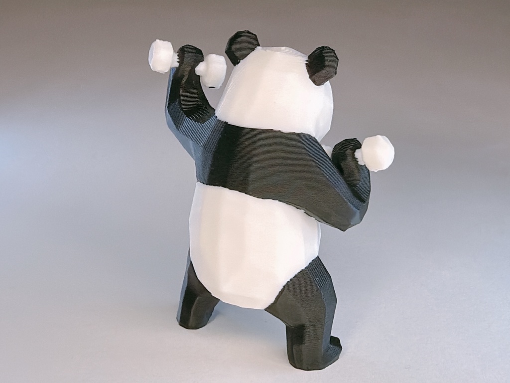 筋トレパンダ&肉まんパンダ&巨大小籠包の3Dプリント用データ(色分け済みの3mf)