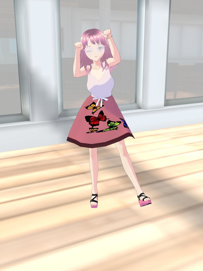 Cute Pink Outfit with Butterflies 〖 蝶がかわいいピンクのふく〗【 Vroid custom item 】