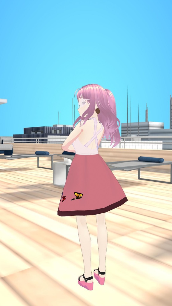 Cute Pink Outfit with Butterflies 〖 蝶がかわいいピンクのふく〗【 Vroid custom item 】