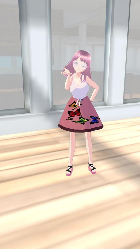 Cute Pink Outfit with Butterflies 〖 蝶がかわいいピンクのふく〗【 Vroid custom item 】