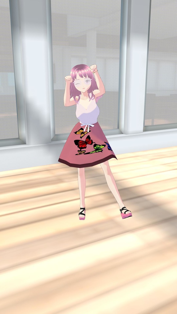 Cute Pink Outfit with Butterflies 〖 蝶がかわいいピンクのふく〗【 Vroid custom item 】