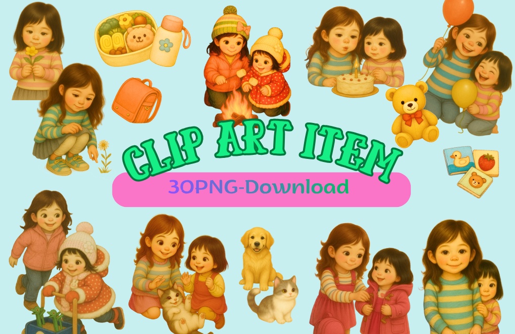 My Sweet Sister! Clip Art Set / 姉妹の物語風 クリップアート30セット（PNG）