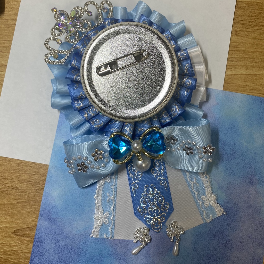 痛ロゼット✧パール・お花モチーフ/白/水色/シルバー