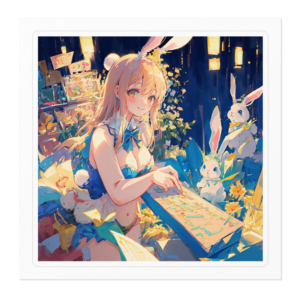 うさみみさんとうさぎステッカー