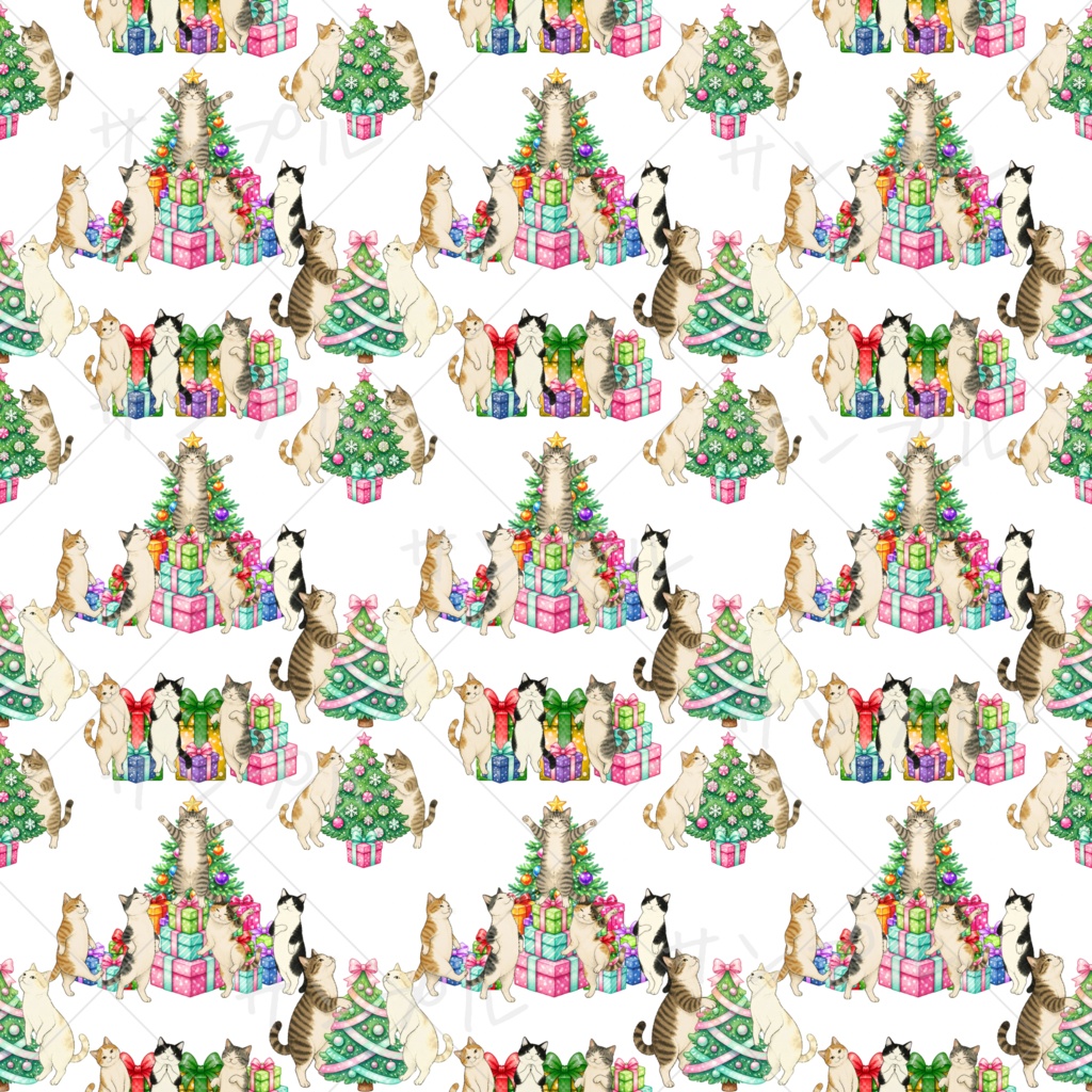 クリスマス猫 デジタルペーパー
