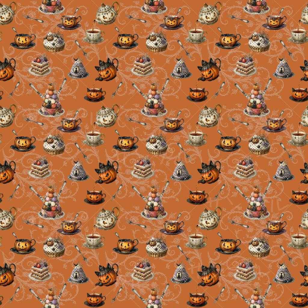 Halloween ティーポット デジタルペーパー
