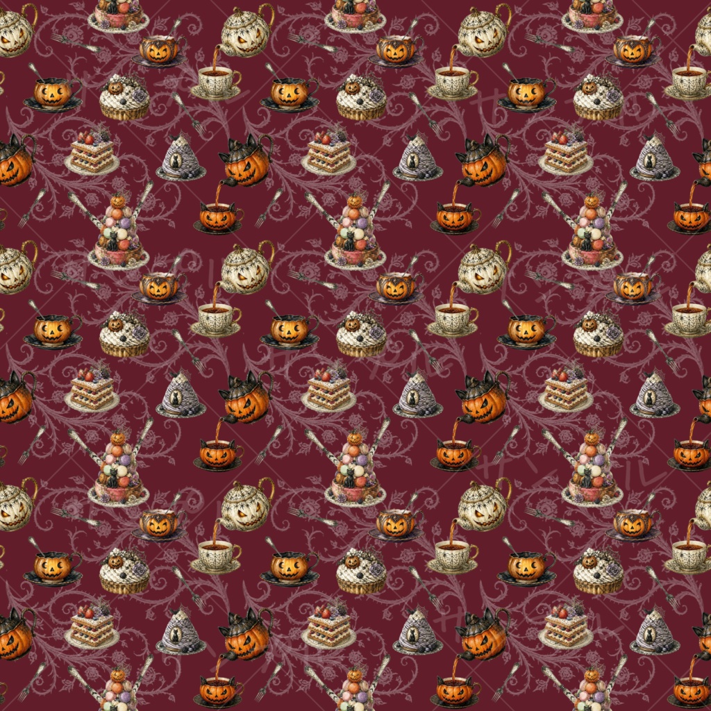 Halloween ティーポット デジタルペーパー