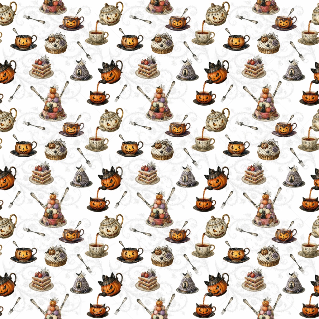 Halloween ティーポット デジタルペーパー