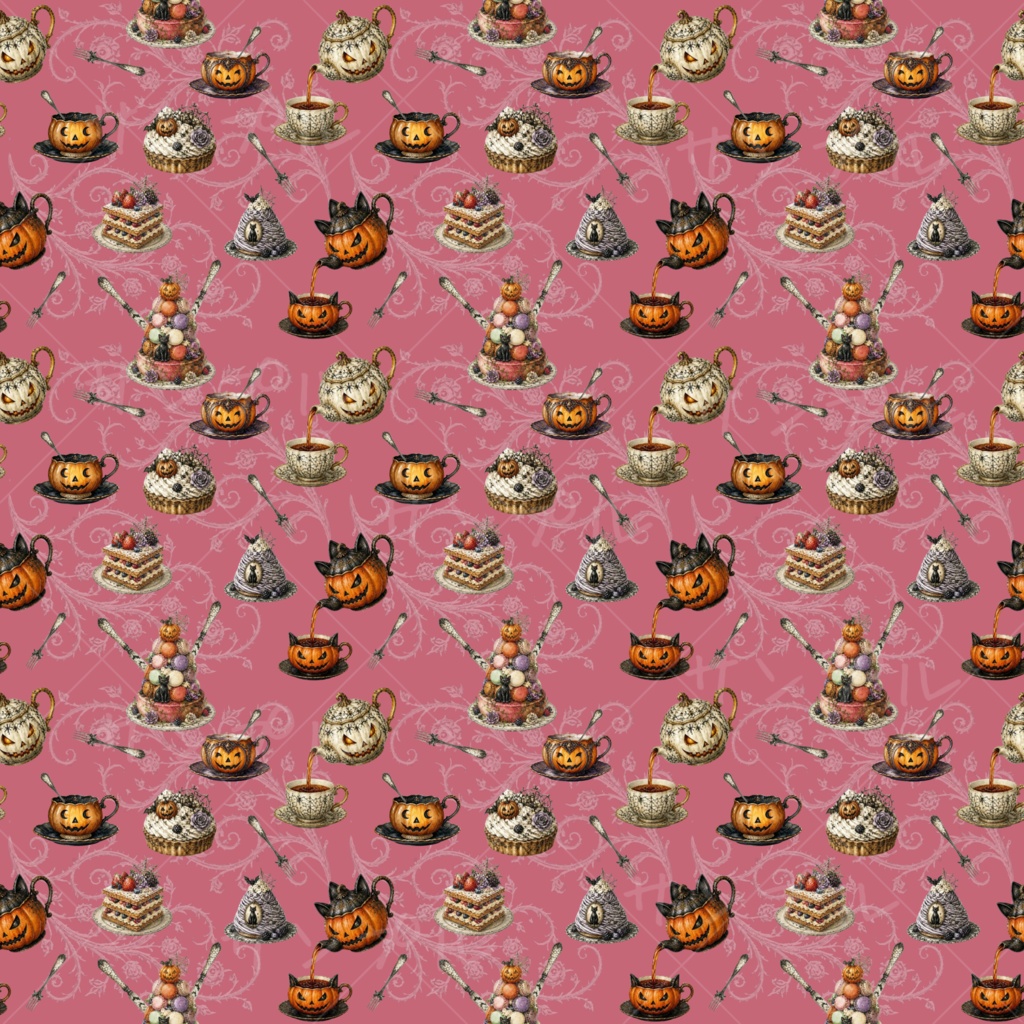 Halloween ティーポット デジタルペーパー