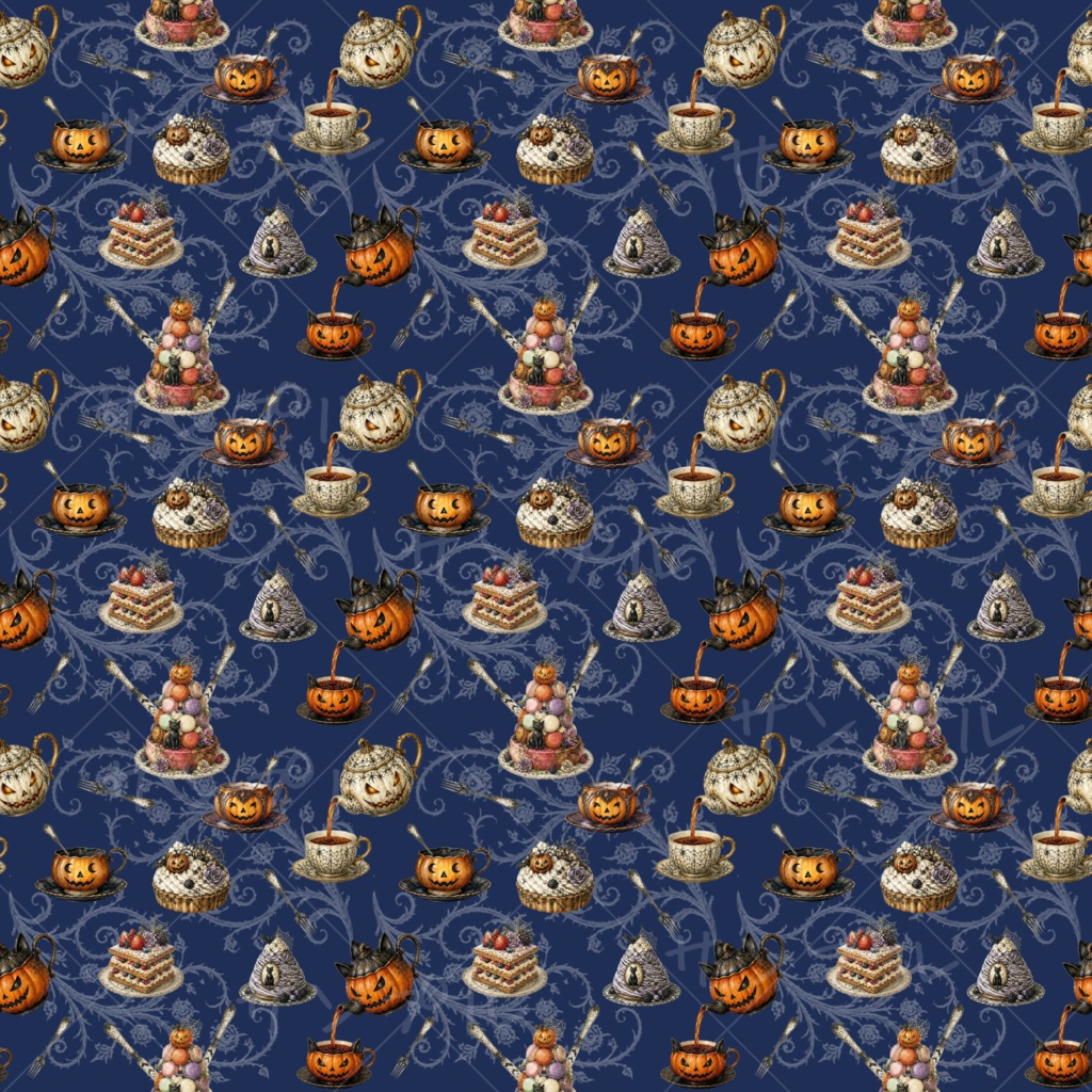 Halloween ティーポット デジタルペーパー